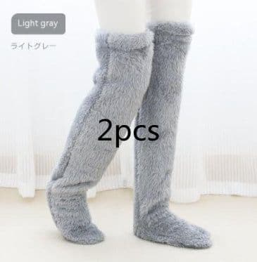 image-Over Knee High Fuzzy Long Socks Winter Warm Cold Leg Knee Joint Cold-proof Stockings Home Floor Sleeping Socks