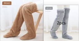 image-Over Knee High Fuzzy Long Socks Winter Warm Cold Leg Knee Joint Cold-proof Stockings Home Floor Sleeping Socks