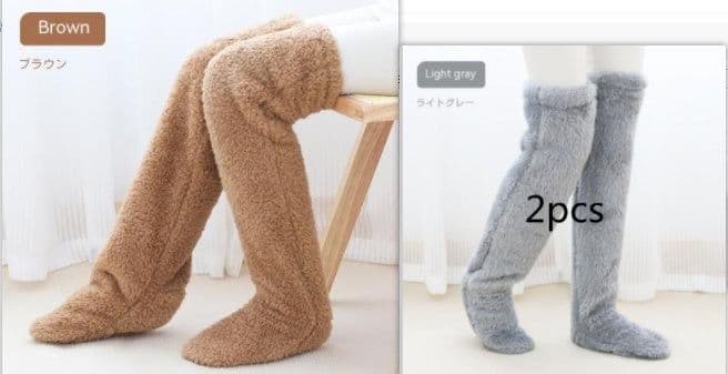 image-Over Knee High Fuzzy Long Socks Winter Warm Cold Leg Knee Joint Cold-proof Stockings Home Floor Sleeping Socks