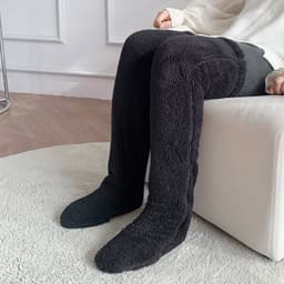 image-Over Knee High Fuzzy Long Socks Winter Warm Cold Leg Knee Joint Cold-proof Stockings Home Floor Sleeping Socks