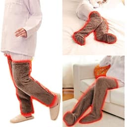 image-Over Knee High Fuzzy Long Socks Winter Warm Cold Leg Knee Joint Cold-proof Stockings Home Floor Sleeping Socks