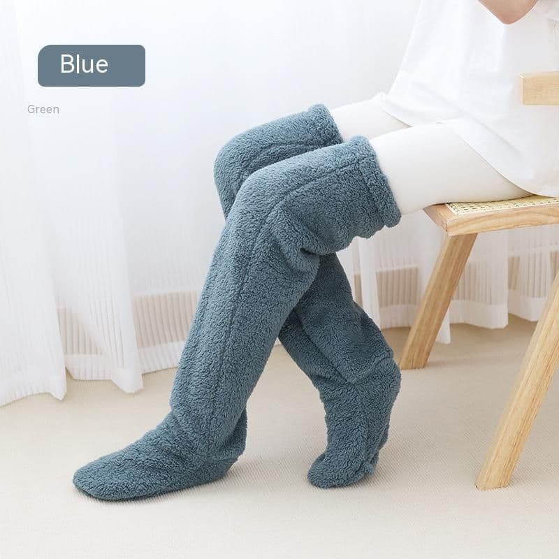 image-Over Knee High Fuzzy Long Socks Winter Warm Cold Leg Knee Joint Cold-proof Stockings Home Floor Sleeping Socks