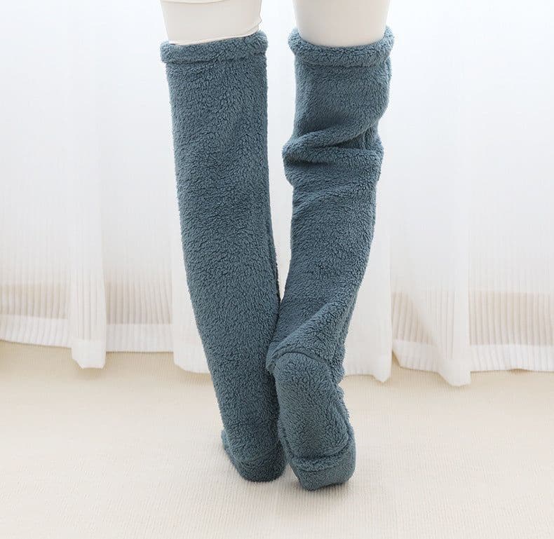 image-Over Knee High Fuzzy Long Socks Winter Warm Cold Leg Knee Joint Cold-proof Stockings Home Floor Sleeping Socks