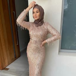 image-Sequin Tassels Slim-fit Dress Muslim Dress