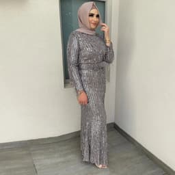 image-Sequin Tassels Slim-fit Dress Muslim Dress