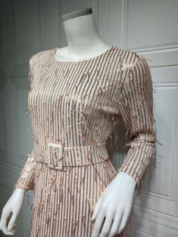 image-Sequin Tassels Slim-fit Dress Muslim Dress