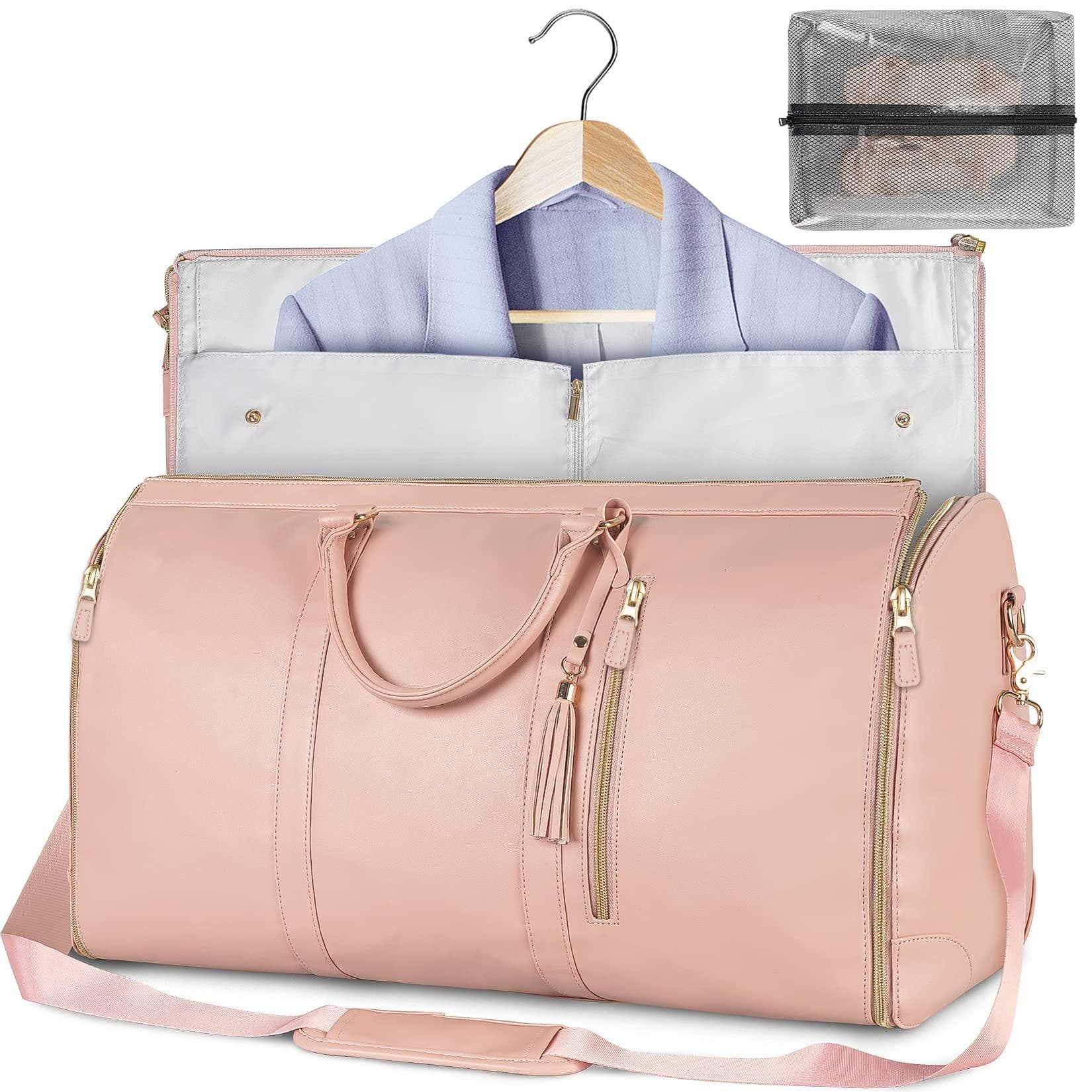 image-Large Capacity Travel Duffle Bag Women's Handbag Folding Suit Bag Waterproof Clothes Totes