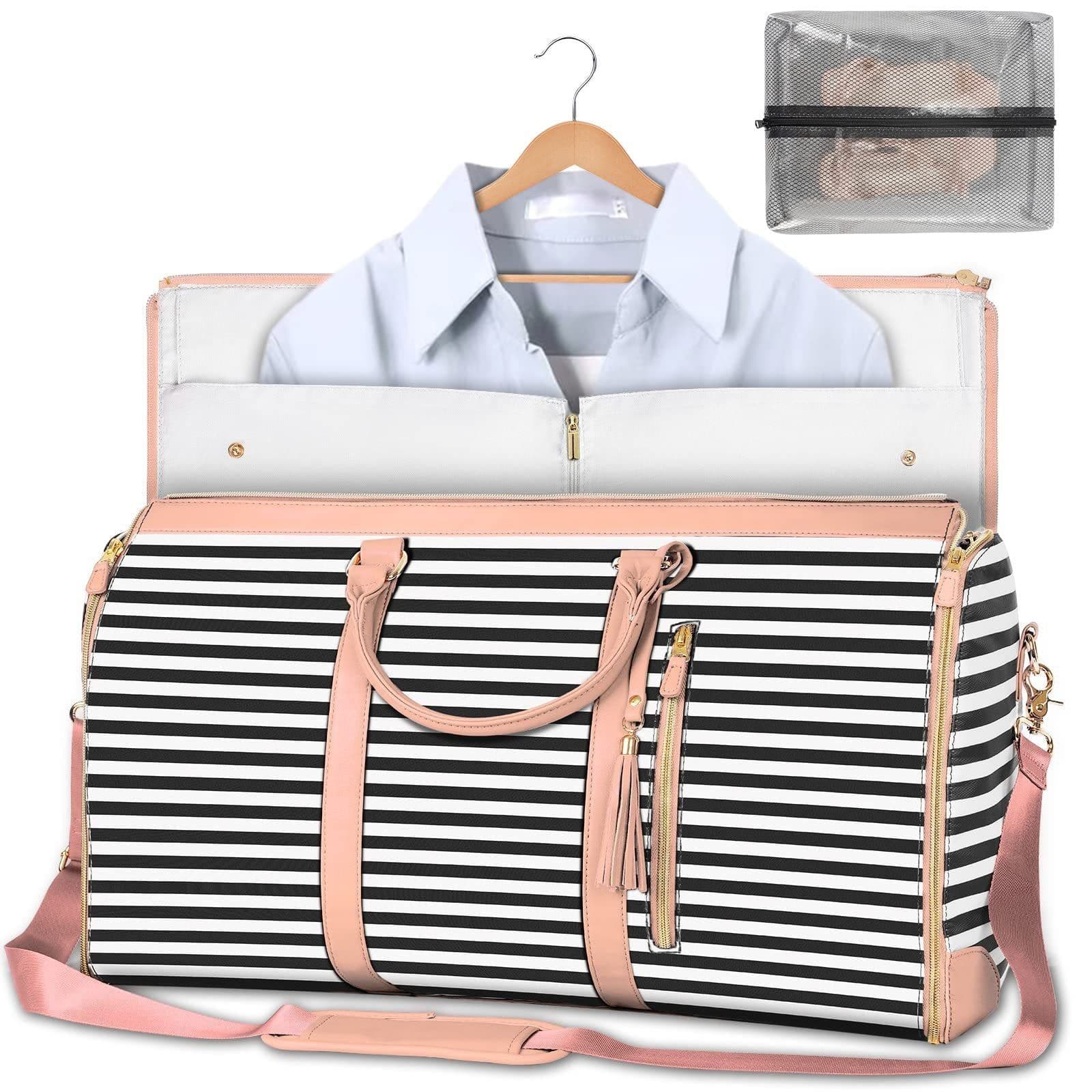 image-Large Capacity Travel Duffle Bag Women's Handbag Folding Suit Bag Waterproof Clothes Totes