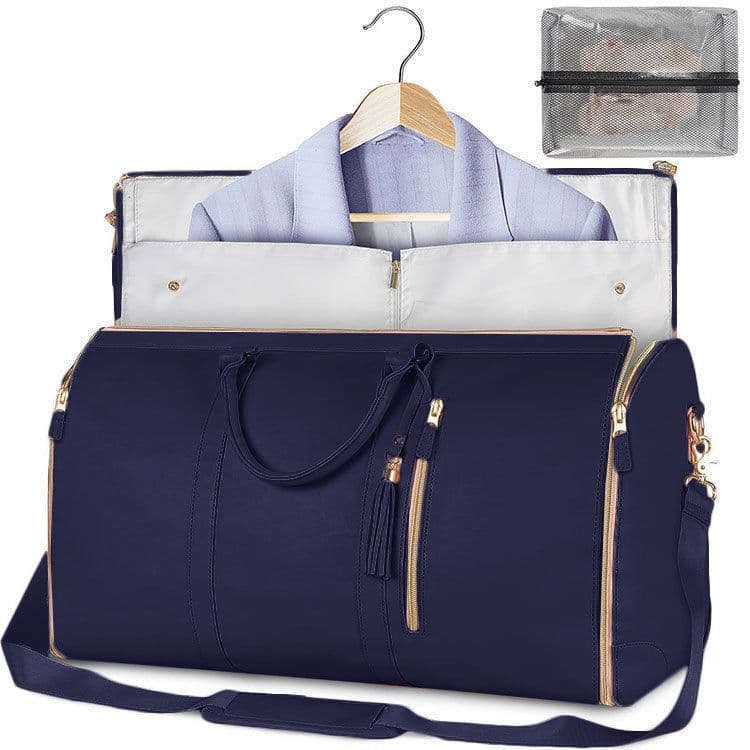 image-Large Capacity Travel Duffle Bag Women's Handbag Folding Suit Bag Waterproof Clothes Totes