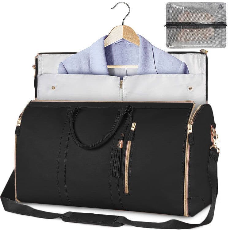 image-Large Capacity Travel Duffle Bag Women's Handbag Folding Suit Bag Waterproof Clothes Totes