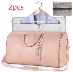 image-Large Capacity Travel Duffle Bag Women's Handbag Folding Suit Bag Waterproof Clothes Totes