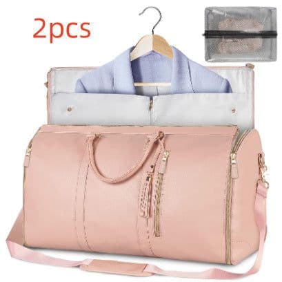 image-Large Capacity Travel Duffle Bag Women's Handbag Folding Suit Bag Waterproof Clothes Totes