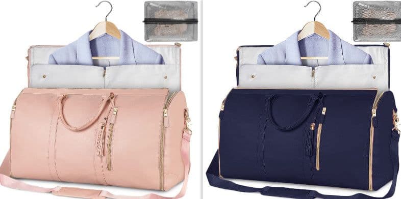image-Large Capacity Travel Duffle Bag Women's Handbag Folding Suit Bag Waterproof Clothes Totes