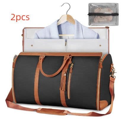 image-Large Capacity Travel Duffle Bag Women's Handbag Folding Suit Bag Waterproof Clothes Totes