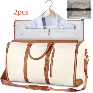 image-Large Capacity Travel Duffle Bag Women's Handbag Folding Suit Bag Waterproof Clothes Totes