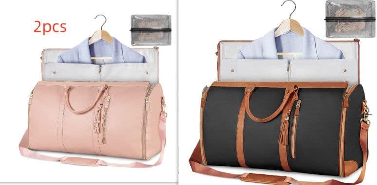 image-Large Capacity Travel Duffle Bag Women's Handbag Folding Suit Bag Waterproof Clothes Totes