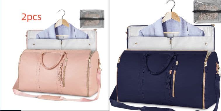 image-Large Capacity Travel Duffle Bag Women's Handbag Folding Suit Bag Waterproof Clothes Totes