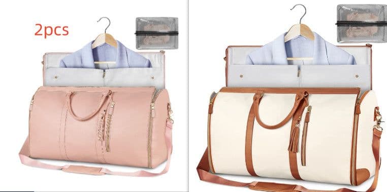 image-Large Capacity Travel Duffle Bag Women's Handbag Folding Suit Bag Waterproof Clothes Totes