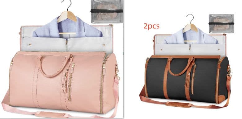 image-Large Capacity Travel Duffle Bag Women's Handbag Folding Suit Bag Waterproof Clothes Totes