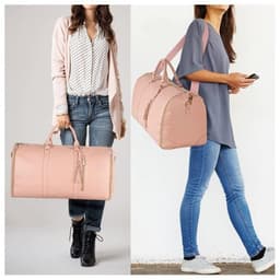 image-Large Capacity Travel Duffle Bag Women's Handbag Folding Suit Bag Waterproof Clothes Totes