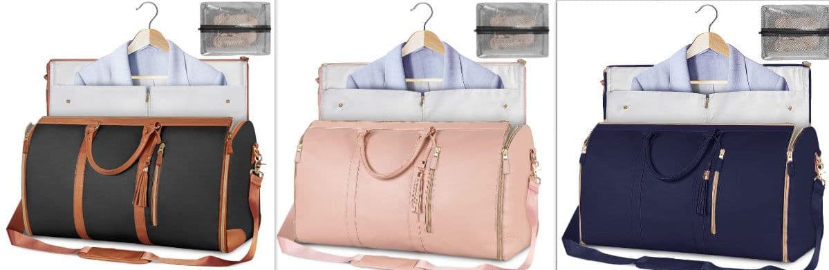 image-Large Capacity Travel Duffle Bag Women's Handbag Folding Suit Bag Waterproof Clothes Totes