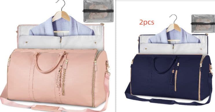 image-Large Capacity Travel Duffle Bag Women's Handbag Folding Suit Bag Waterproof Clothes Totes