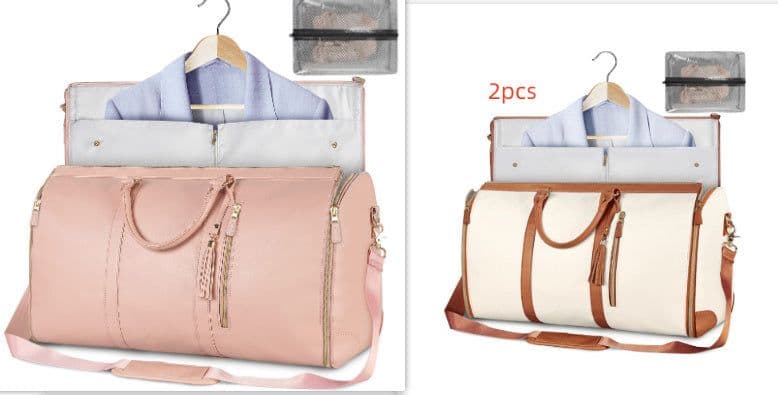 image-Large Capacity Travel Duffle Bag Women's Handbag Folding Suit Bag Waterproof Clothes Totes