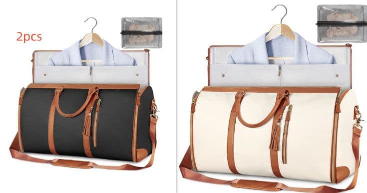 image-Large Capacity Travel Duffle Bag Women's Handbag Folding Suit Bag Waterproof Clothes Totes