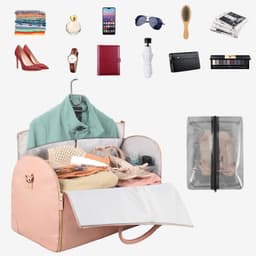 image-Large Capacity Travel Duffle Bag Women's Handbag Folding Suit Bag Waterproof Clothes Totes