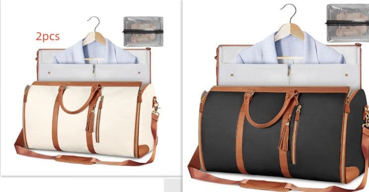 image-Large Capacity Travel Duffle Bag Women's Handbag Folding Suit Bag Waterproof Clothes Totes