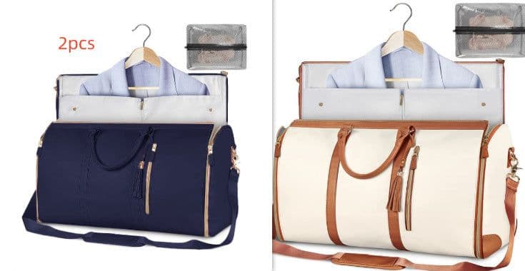 image-Large Capacity Travel Duffle Bag Women's Handbag Folding Suit Bag Waterproof Clothes Totes