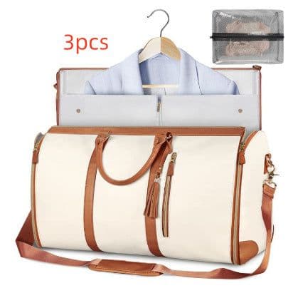 image-Large Capacity Travel Duffle Bag Women's Handbag Folding Suit Bag Waterproof Clothes Totes