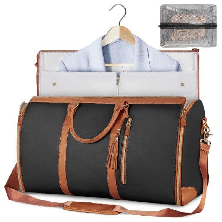image-Large Capacity Travel Duffle Bag Women's Handbag Folding Suit Bag Waterproof Clothes Totes