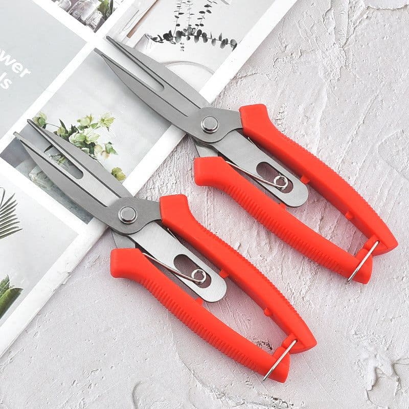 image-Stainless Steel Double-headed Garden Pruning Fruit And Vegetable Picking Scissors Bonsai Tool Flower Grafting Scissors