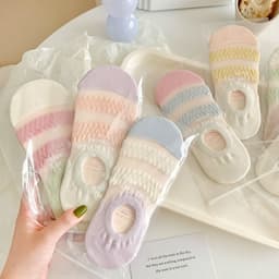 image-Women's Fashionable Wave Kanekalon Breathable Non-slip Low Cut Sock