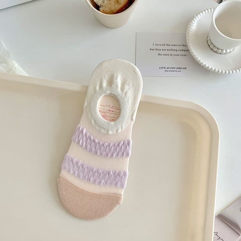 image-Women's Fashionable Wave Kanekalon Breathable Non-slip Low Cut Sock