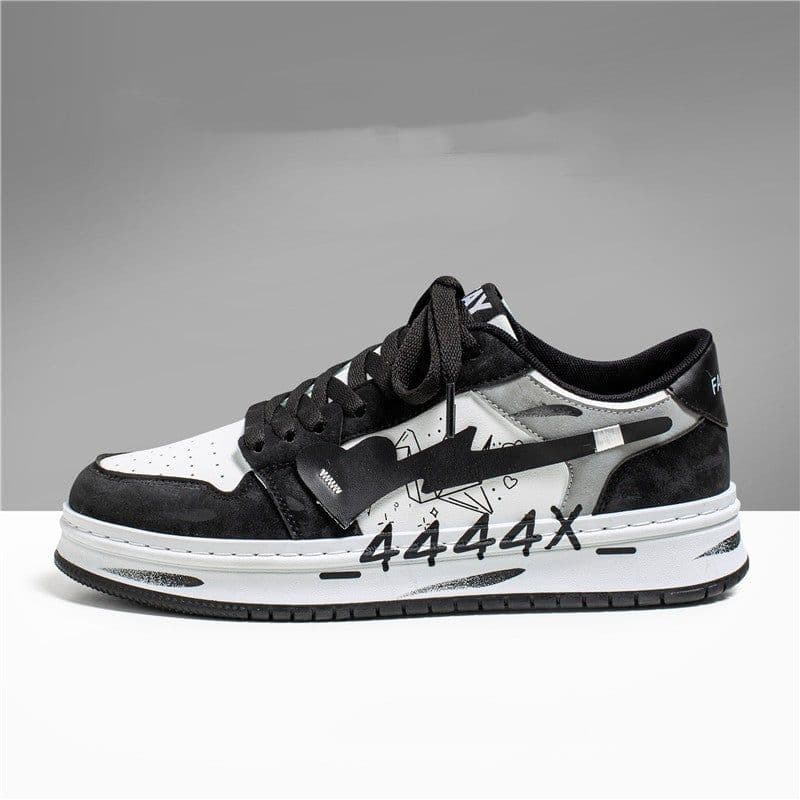 image-Distressed Graffiti Skateboard Shoes Men's Sneakers