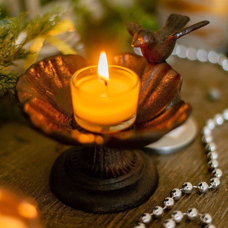 image-European-style Retro Iron Art Candlestick Bird Food Pot Gardening Decoration Ornaments