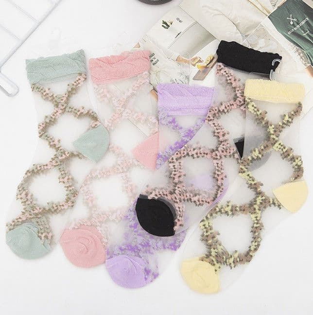 image-Korean Thin Glass Stockings Transparent Crystal Stockings