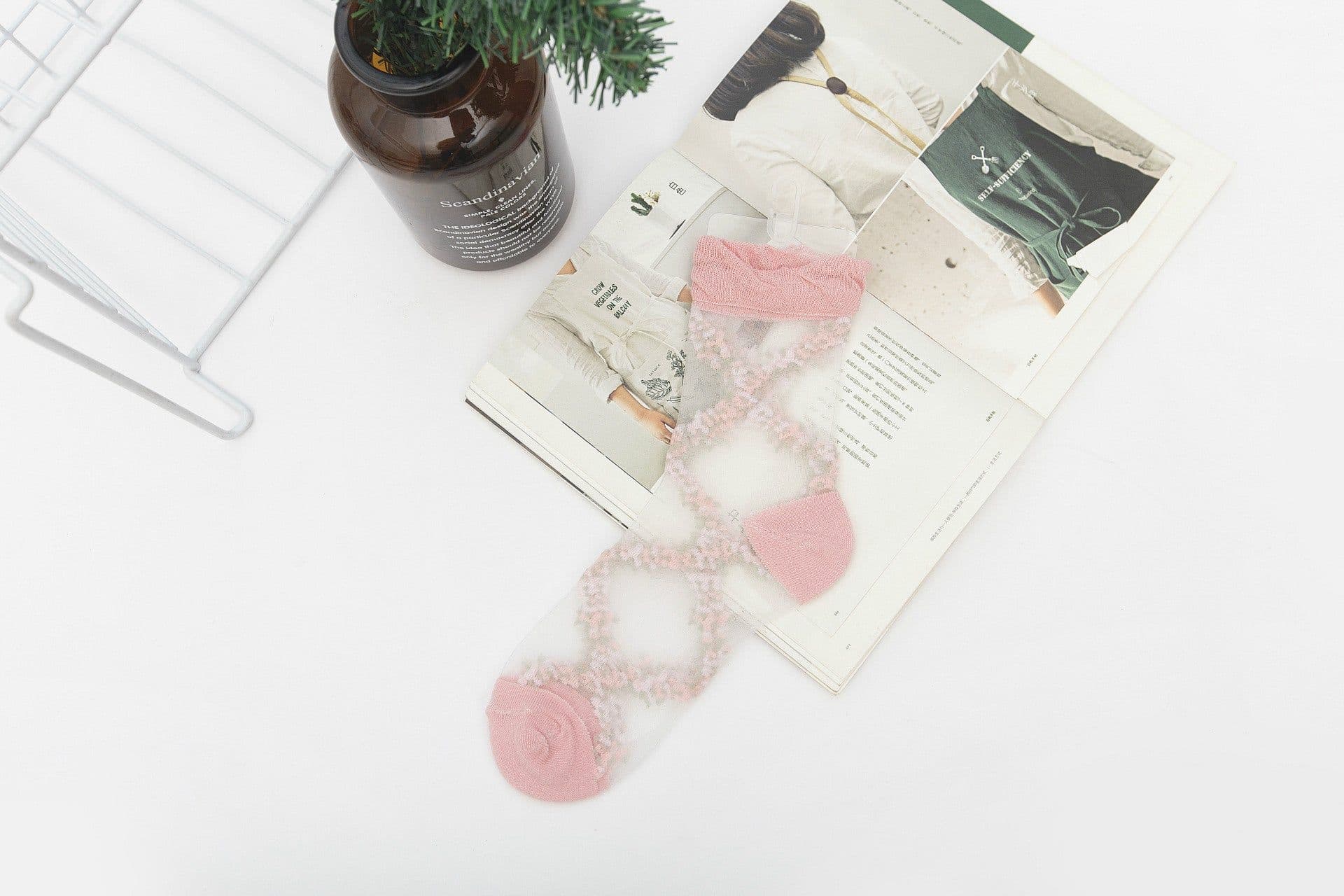 image-Korean Thin Glass Stockings Transparent Crystal Stockings