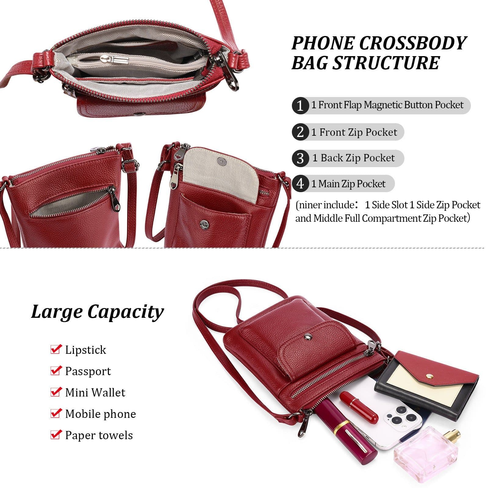 image-Large Capacity First Layer Cowhide Casual Women