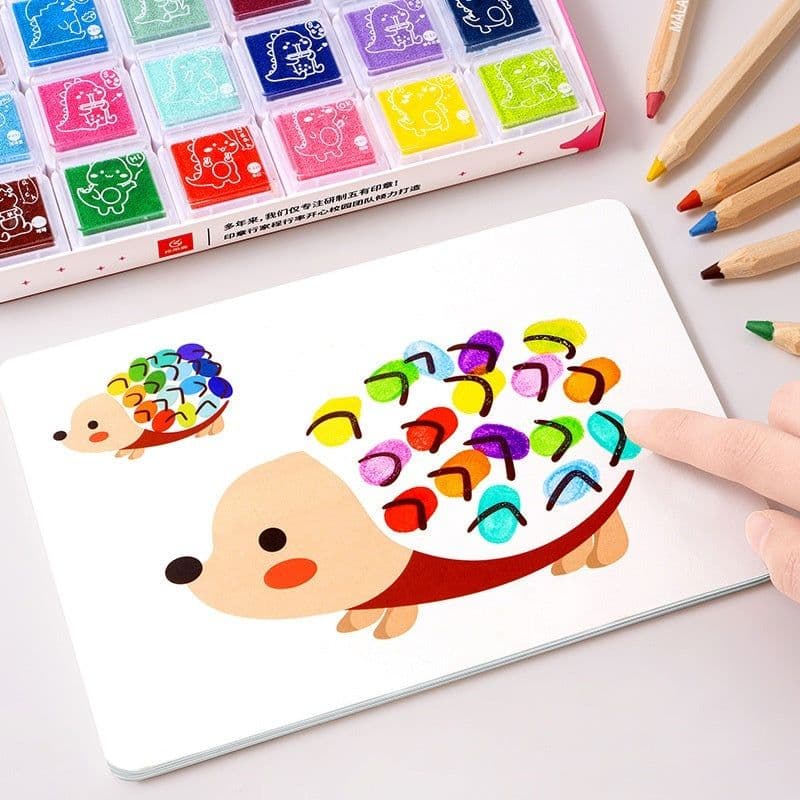 image-Washable Non-toxic Kindergarten Paint Hand Palm Painting Stamp Pad Graffiti Painting Toy