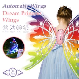 image-Girls Electrical Butterfly Wings With Lights Glowing Shiny Dress Up Moving Fairy Wings For Birthday Wedding Christmas Halloween