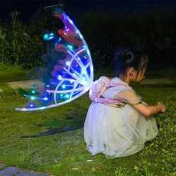 image-Girls Electrical Butterfly Wings With Lights Glowing Shiny Dress Up Moving Fairy Wings For Birthday Wedding Christmas Halloween