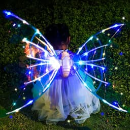 image-Girls Electrical Butterfly Wings With Lights Glowing Shiny Dress Up Moving Fairy Wings For Birthday Wedding Christmas Halloween
