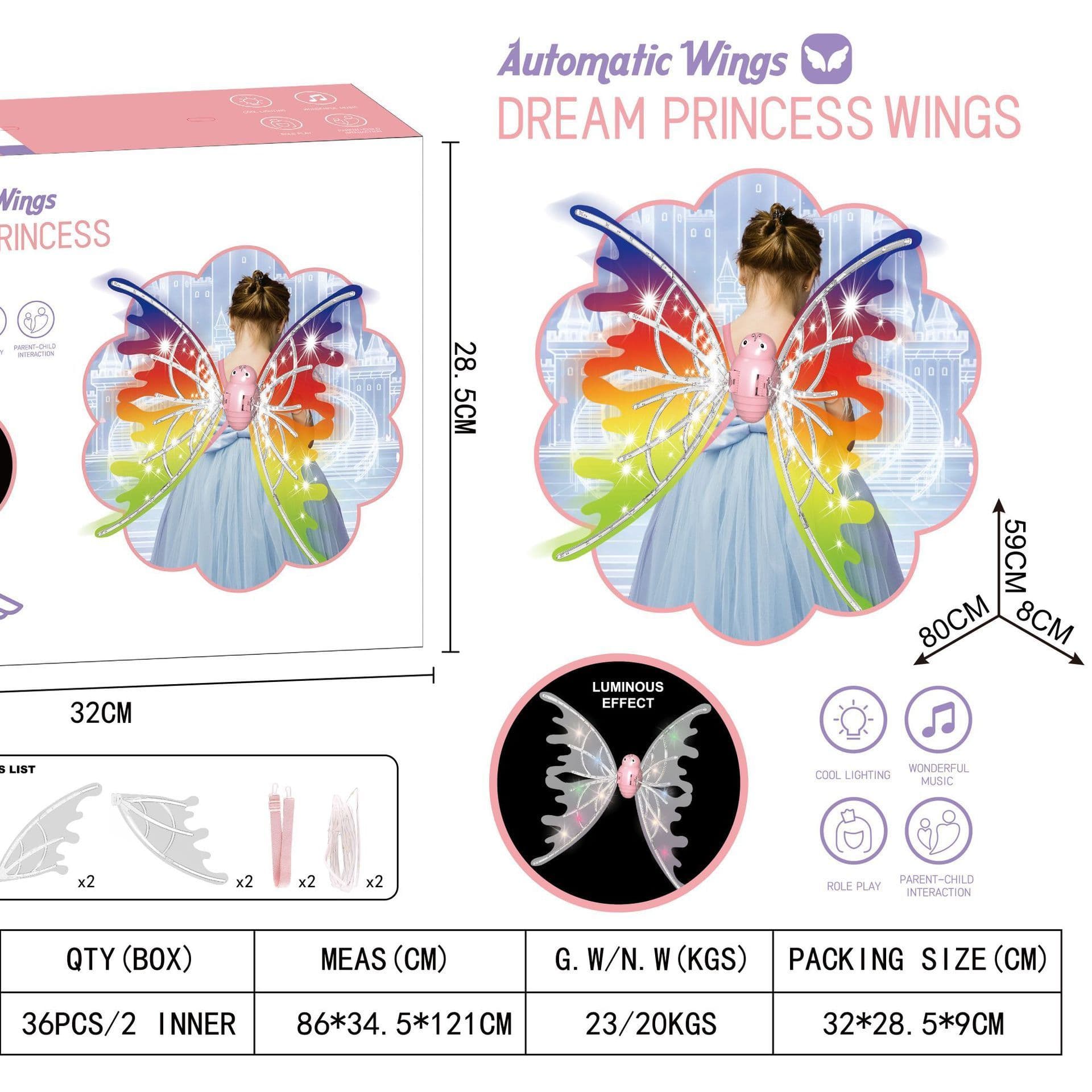 image-Girls Electrical Butterfly Wings With Lights Glowing Shiny Dress Up Moving Fairy Wings For Birthday Wedding Christmas Halloween