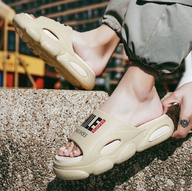 image-Couple Slippers Summer Outdoor Sandals Peep Toe Beach Men's Shoes