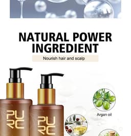 image-PURC Hair Care Ginger Biotin Three-piece Shampoo Conditioner Repair Dry And Frizz Essential Oil