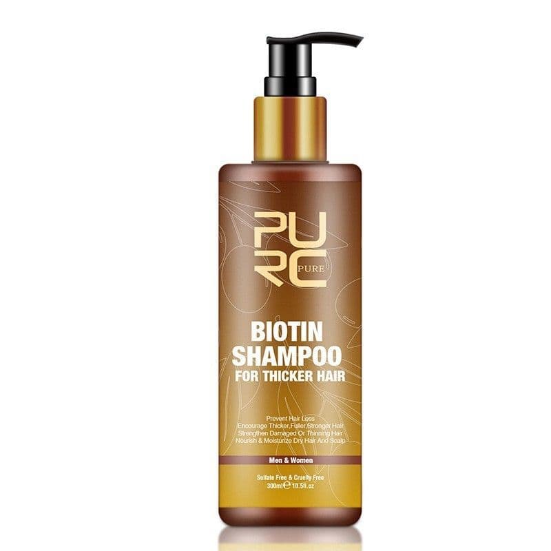 image-PURC Hair Care Ginger Biotin Three-piece Shampoo Conditioner Repair Dry And Frizz Essential Oil
