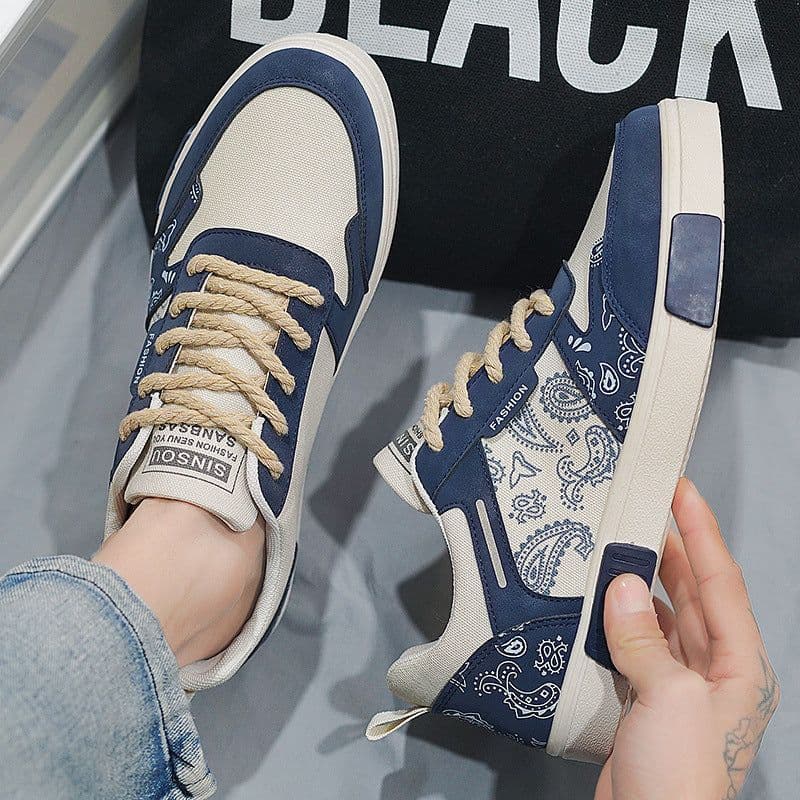 image-Men's New Paisley Low Top Canvas Sneakers